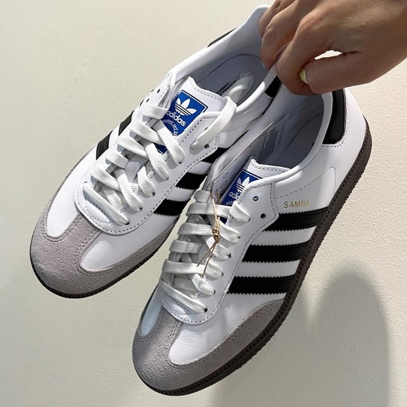 Adidas Samba OG Leather Retro Sneakers White Black New in Box - Picture 3 of 9